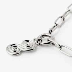 Serpent's Whisper Oval Links Necklace Set Silber