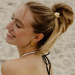 Shell Hair Tie Black - Gold