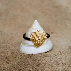 Shell Hair Tie Black - Gold