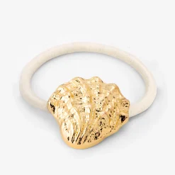 Shell Hair Tie Creme - Gold