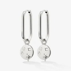 Shiny Stars Oval Hoop Set Small Silber