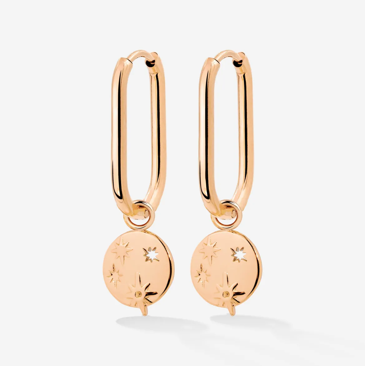 Shiny Stars Oval Hoop Set Small Roségold