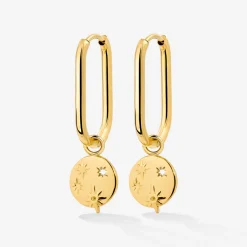 Shiny Stars Oval Hoop Set Small Gold