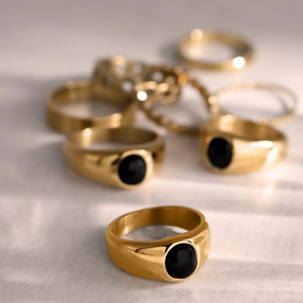 Signet Onyx Ring Roségold