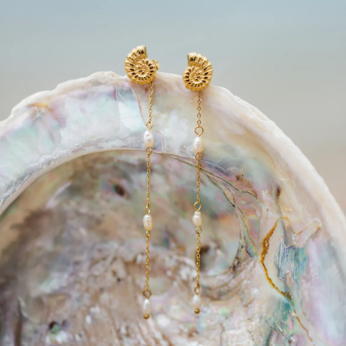 Siren's Spell Pearl Drop Earrings Gold
