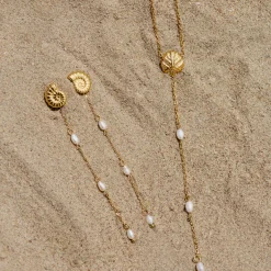 Siren's Spell Pearl Drop Earrings Gold
