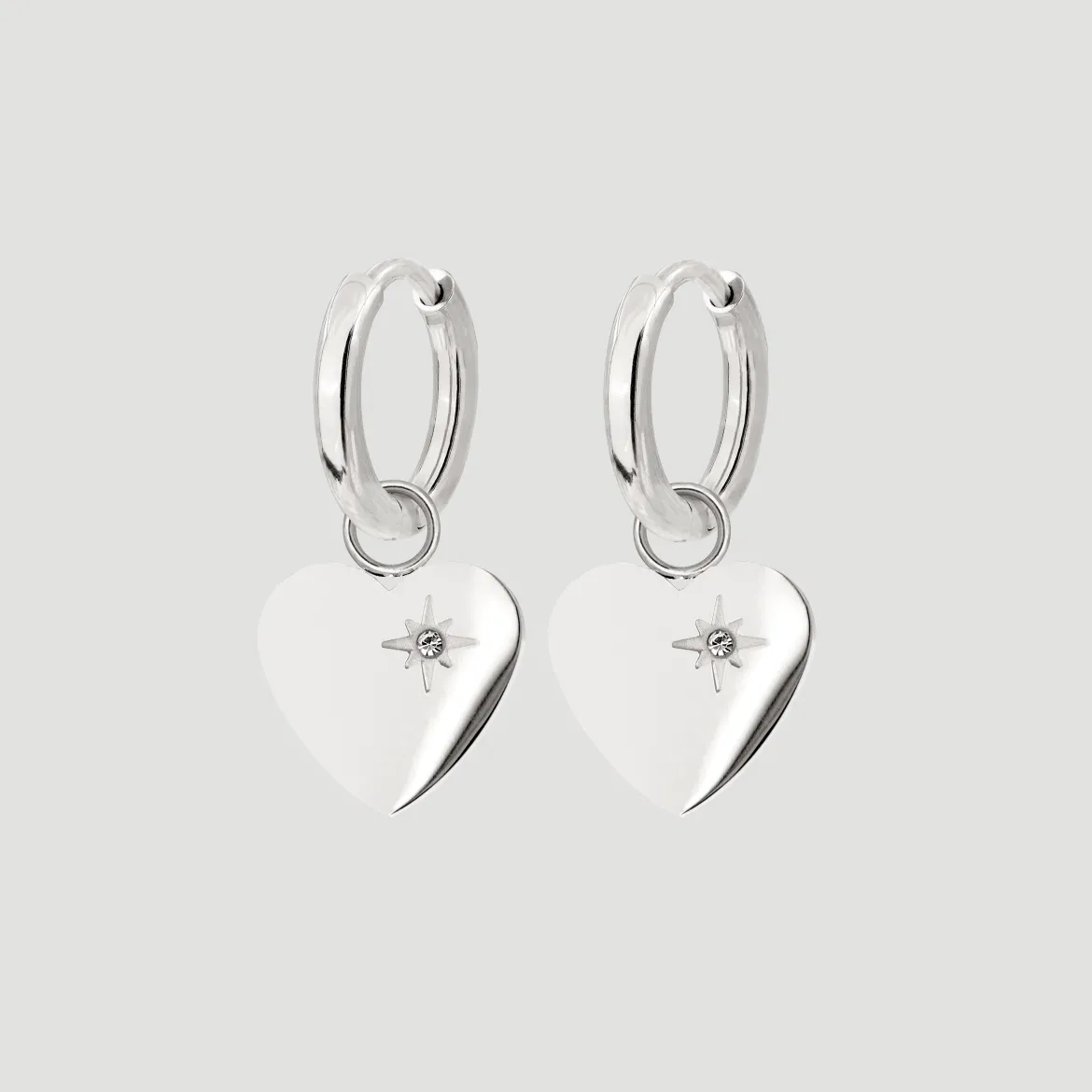 Sparkle Heart Hoop Set Baby Silber