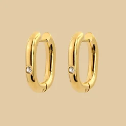 Sparkle Oval Hoops Medium Gold