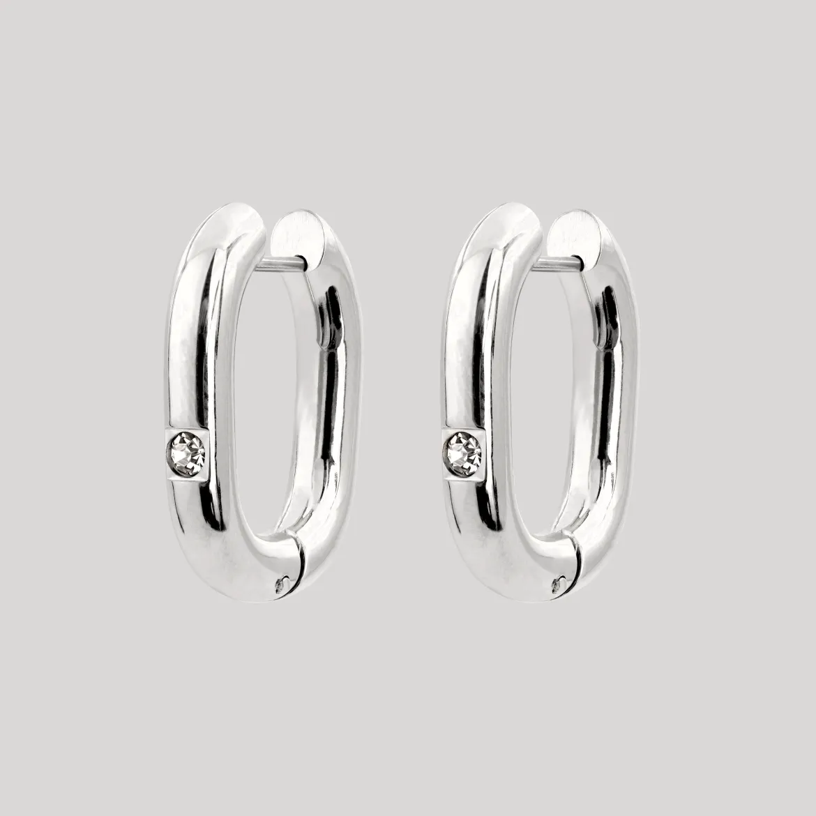 Sparkle Oval Hoops Medium Silber