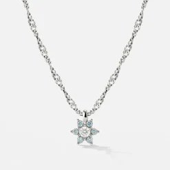 Sparkling Blue Petal Necklace Silber