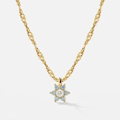Sparkling Blue Petal Necklace Gold