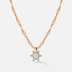 Sparkling Blue Petal Necklace Roségold