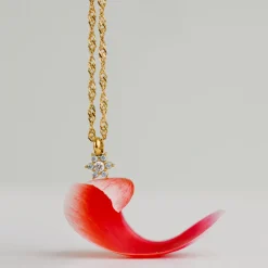 Sparkling Blue Petal Necklace Roségold
