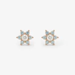 Sparkling Blue Petal Studs Roségold