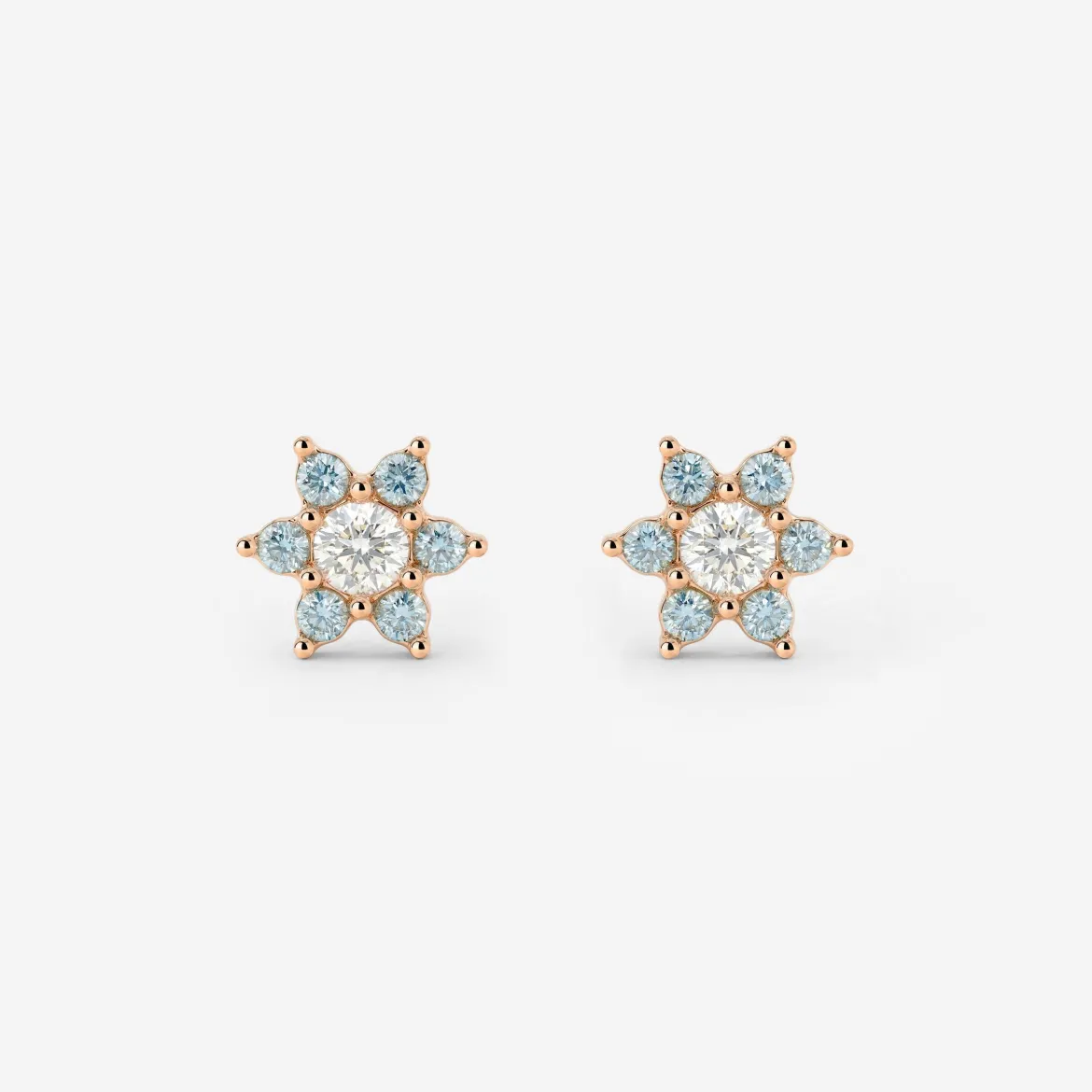 Sparkling Blue Petal Studs Roségold