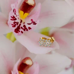 Sparkling Blue Petal Studs Roségold