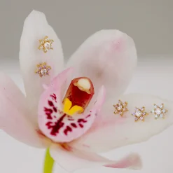 Sparkling Blue Petal Studs Roségold