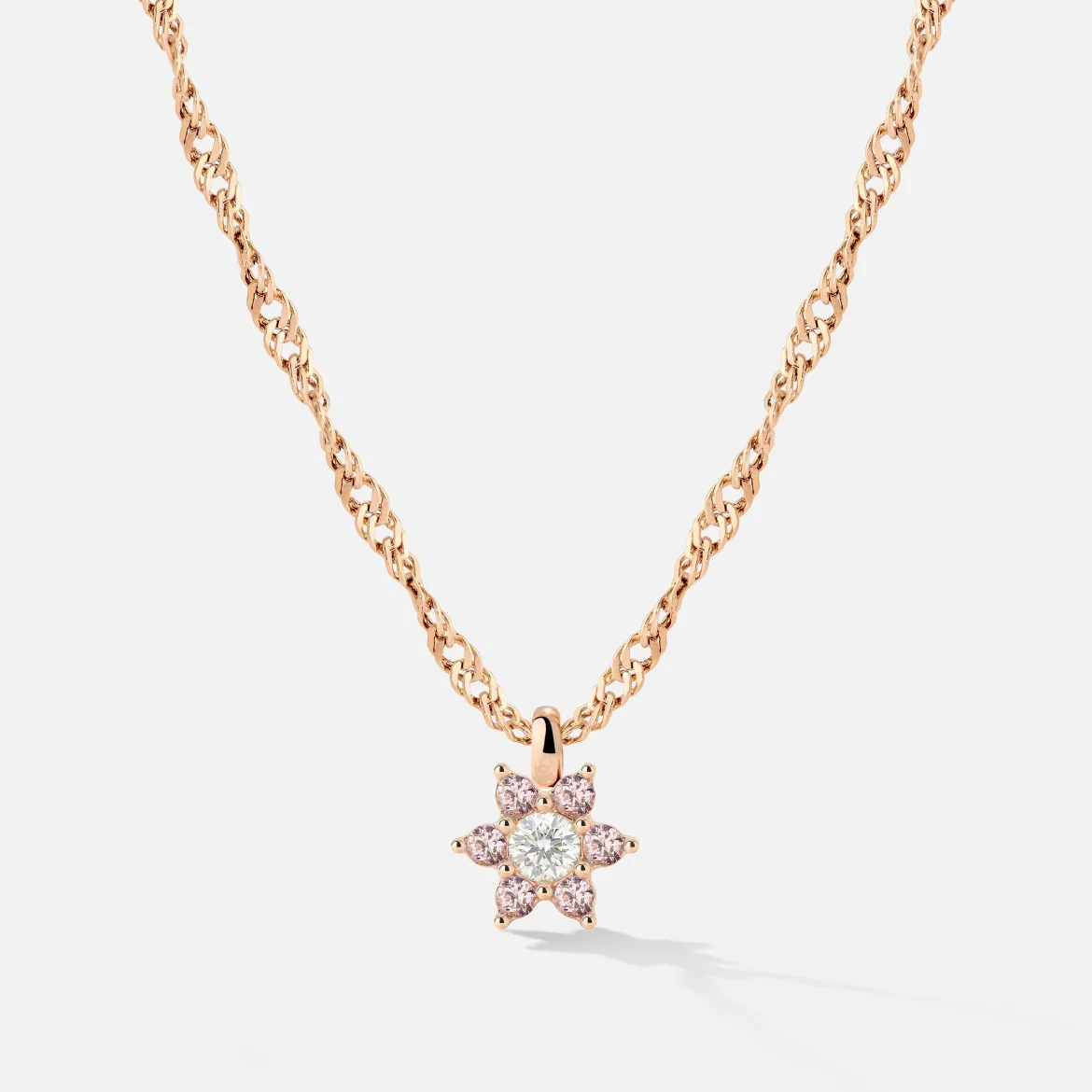 Sparkling Pink Petal Necklace Roségold