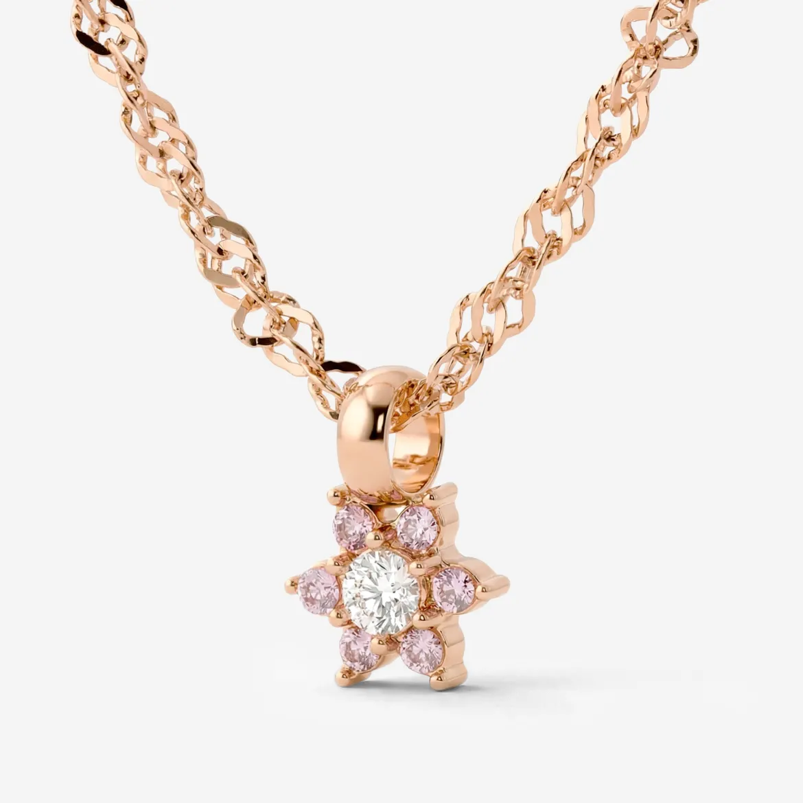 Sparkling Pink Petal Necklace Roségold