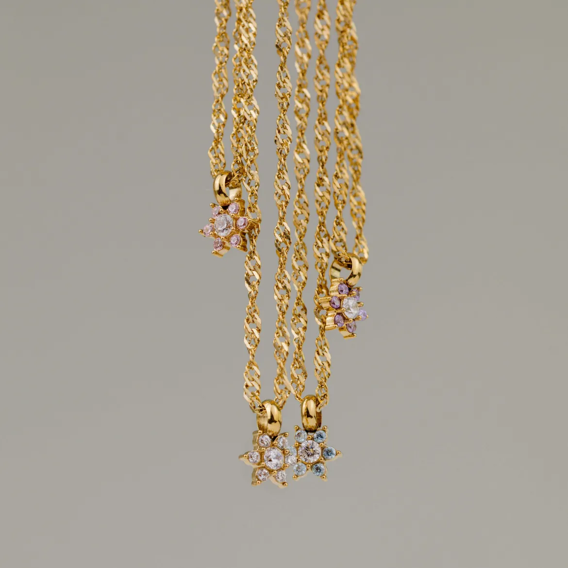 Sparkling Pink Petal Necklace Roségold
