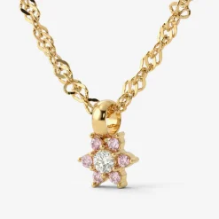 Sparkling Pink Petal Necklace Gold