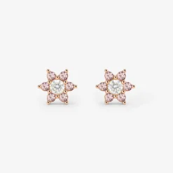 Sparkling Pink Petal Studs Roségold