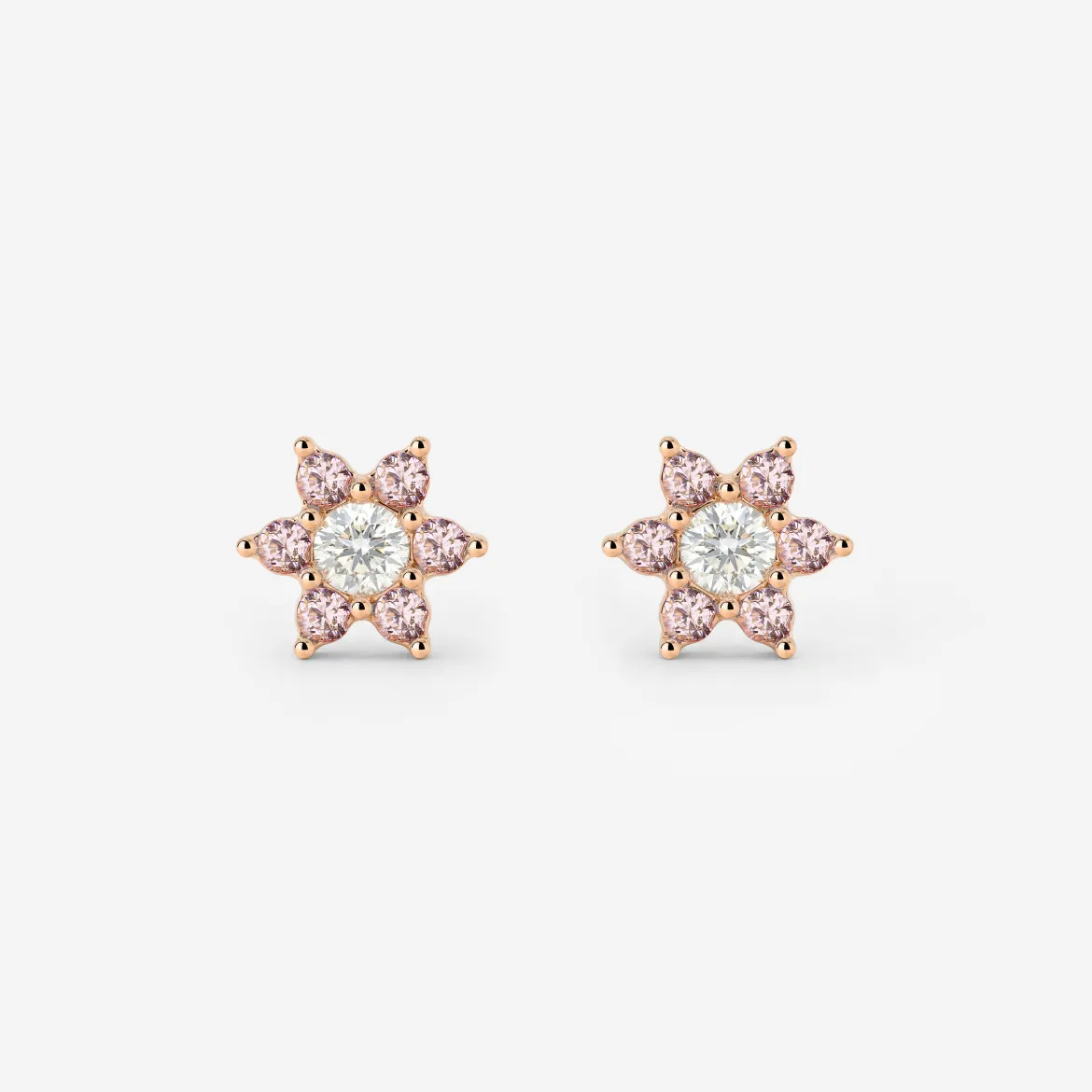 Sparkling Pink Petal Studs Roségold