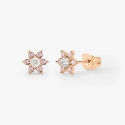 Sparkling Pink Petal Studs Roségold