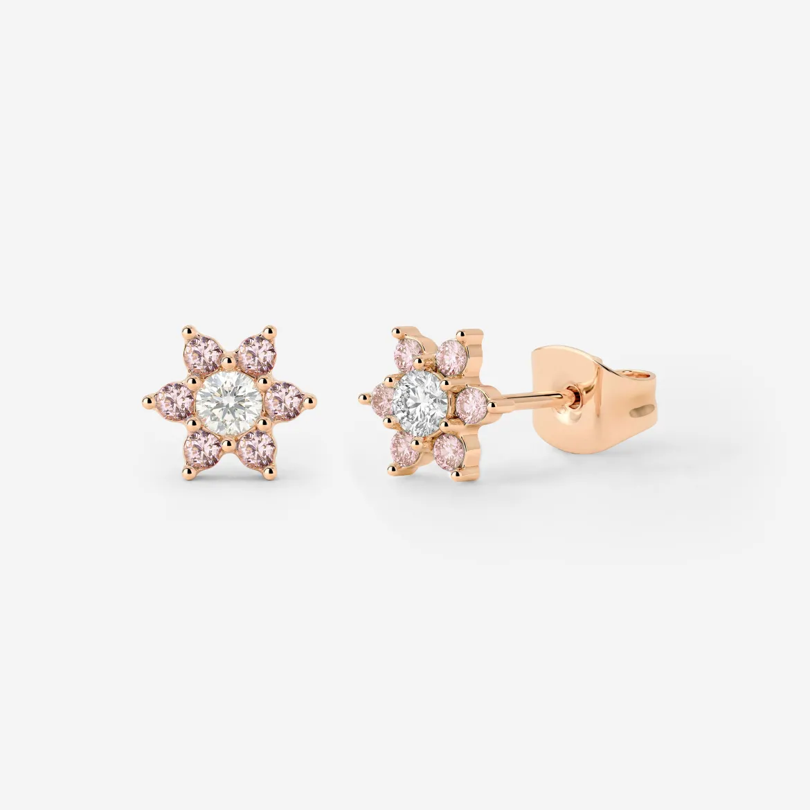 Sparkling Pink Petal Studs Roségold