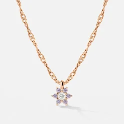 Sparkling Purple Petal Necklace Roségold