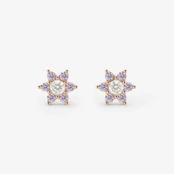 Sparkling Purple Petal Studs Roségold