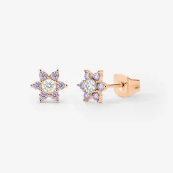 Sparkling Purple Petal Studs Roségold