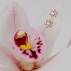 Sparkling Purple Petal Studs Silber