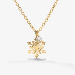 Sparkling Snowflake Necklace Gold