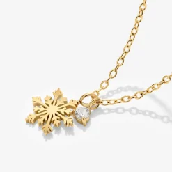 Sparkling Snowflake Necklace Gold