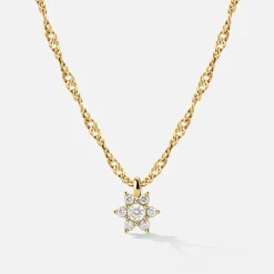 Sparkling White Petal Necklace Gold