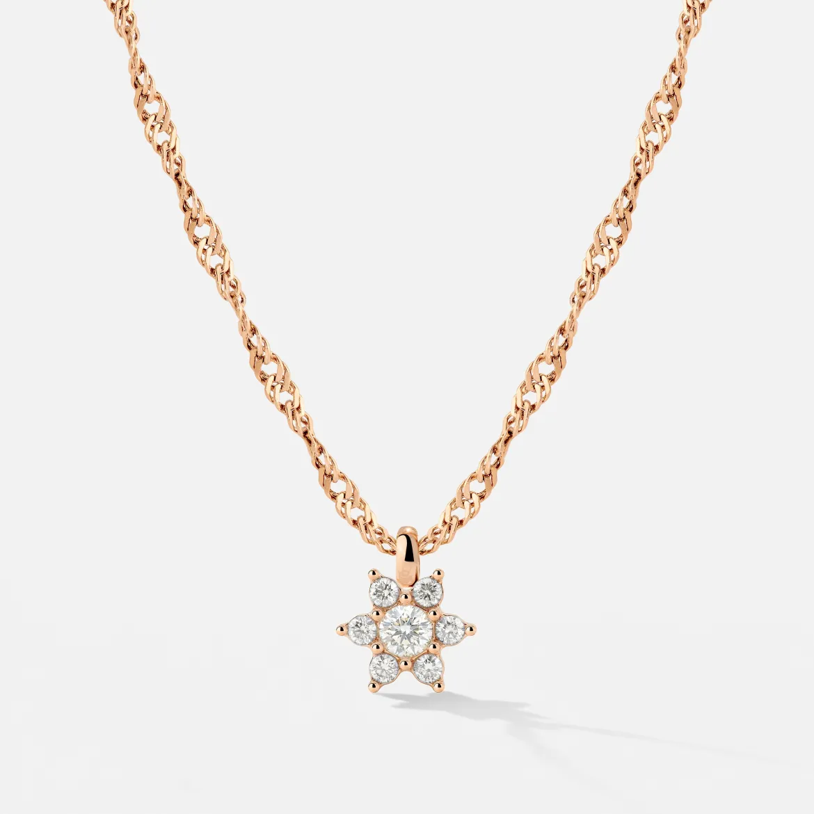 Sparkling White Petal Necklace Roségold
