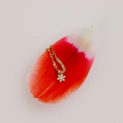Sparkling White Petal Necklace Roségold