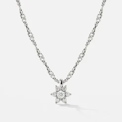 Sparkling White Petal Necklace Silber