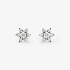 Sparkling White Petal Studs Silber