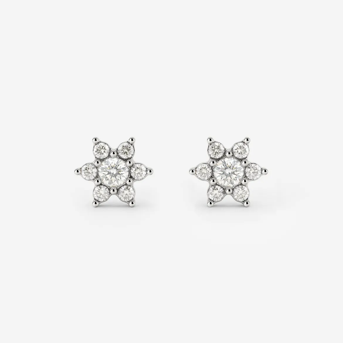 Sparkling White Petal Studs Silber