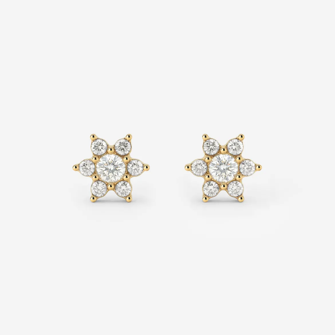 Sparkling White Petal Studs Gold