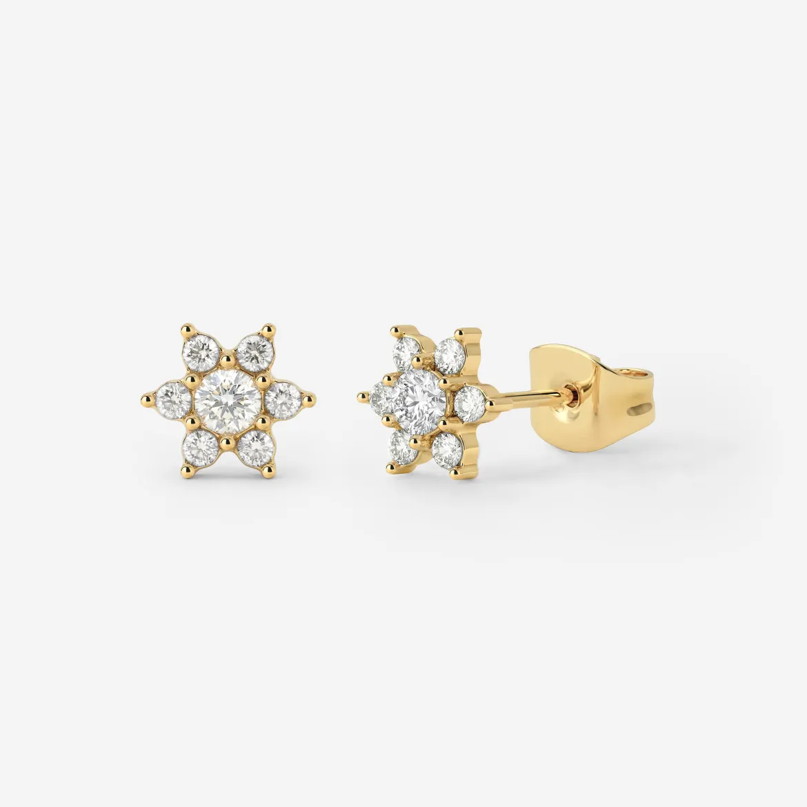 Sparkling White Petal Studs Gold
