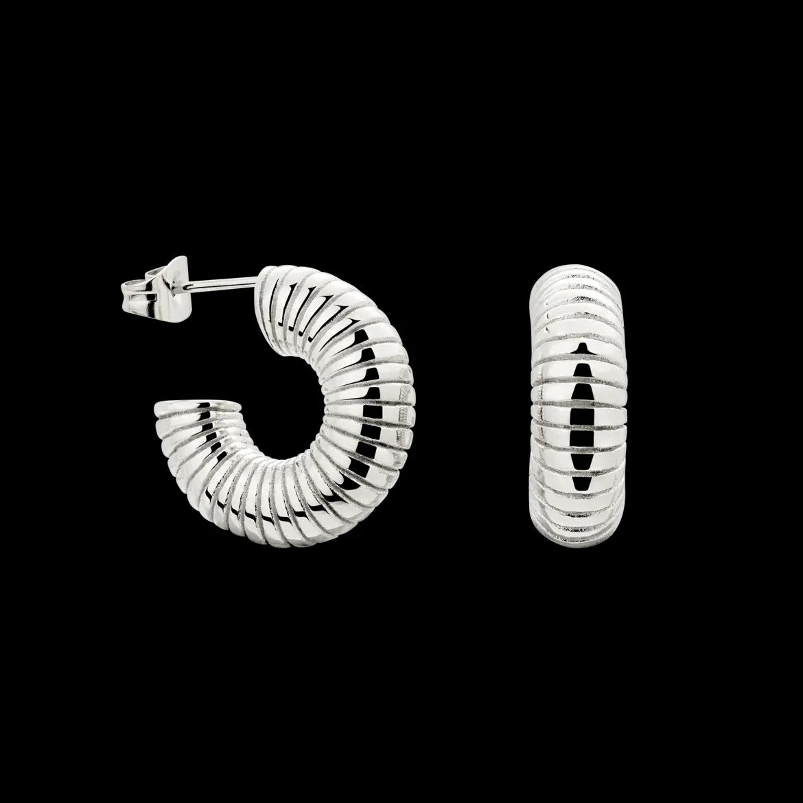 Spiral of Love Hoop Studs Small Silber