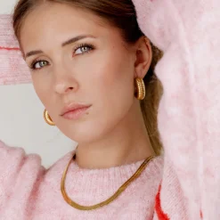 Spiral of Love Hoop Studs Large Gold