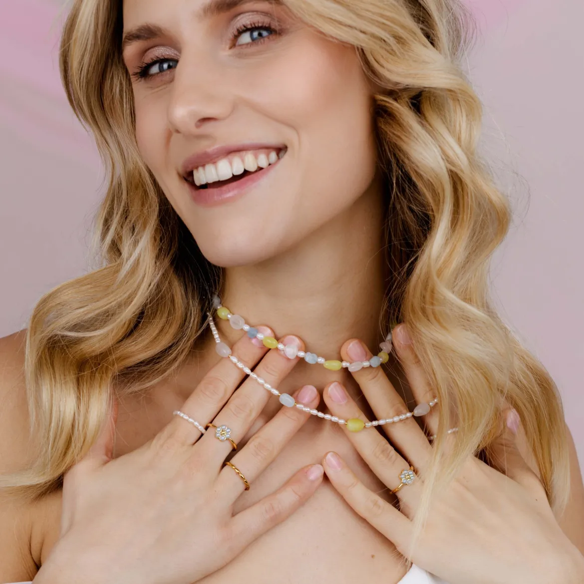 Spring Pastels Necklace Gold