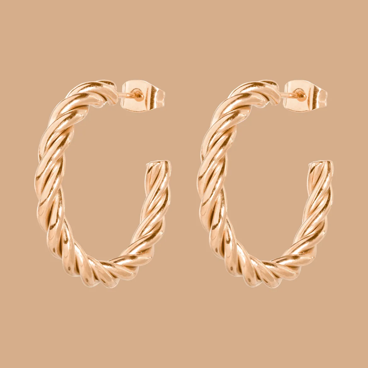 Squeeze it Medium Hoop Studs Roségold