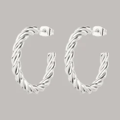 Squeeze it Medium Hoop Studs Silber