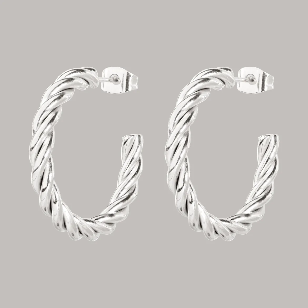 Squeeze it Medium Hoop Studs Silber