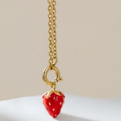 Strawberry Classic Chain Necklace Set Gold